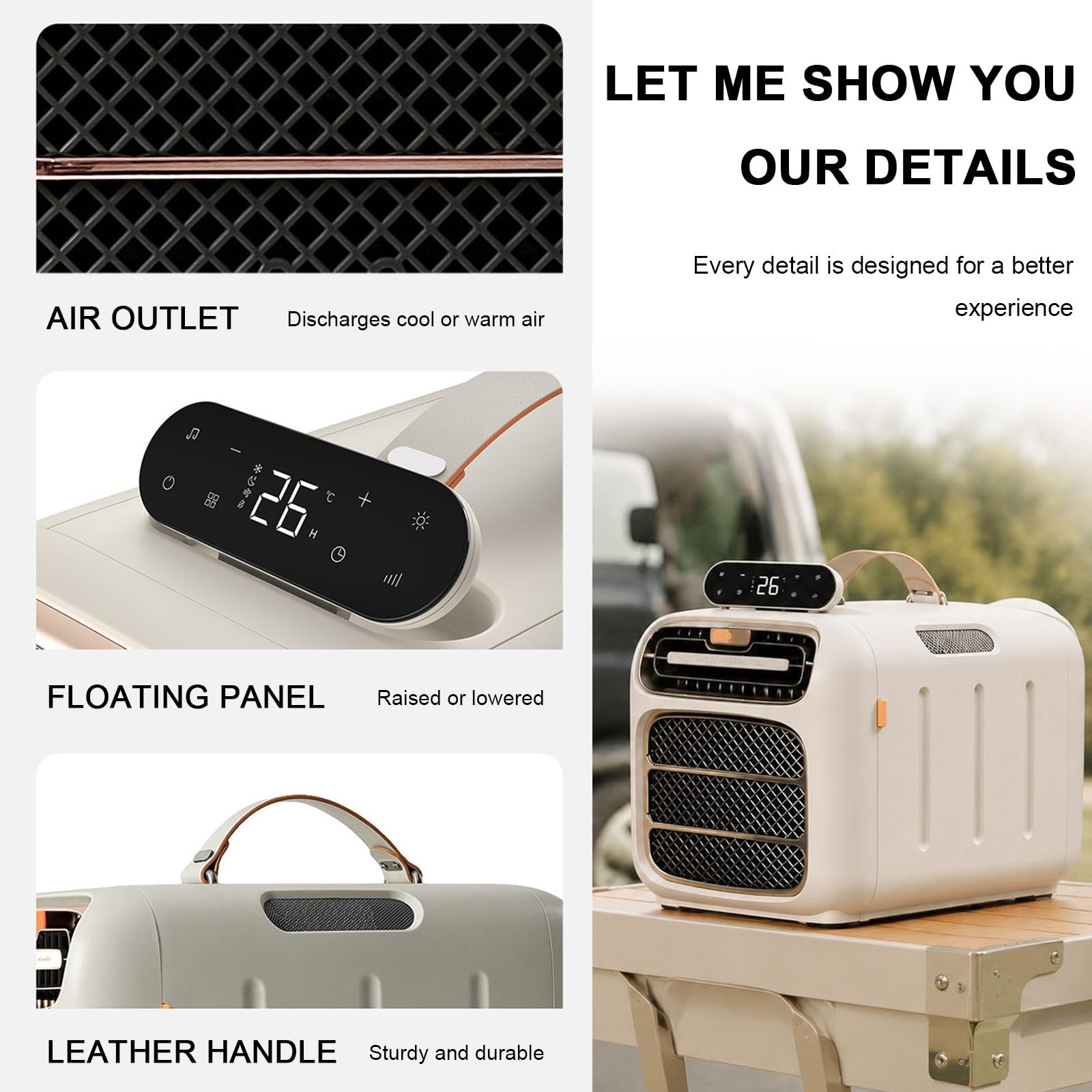 Climatizzatore Portatile, Mini Raffrescatore d'Aria Casa, Cucina Cooling-Only | Telecomando, raffredda fino a 10 m², pannello flottante, regolazione della temperatura 16-32°C