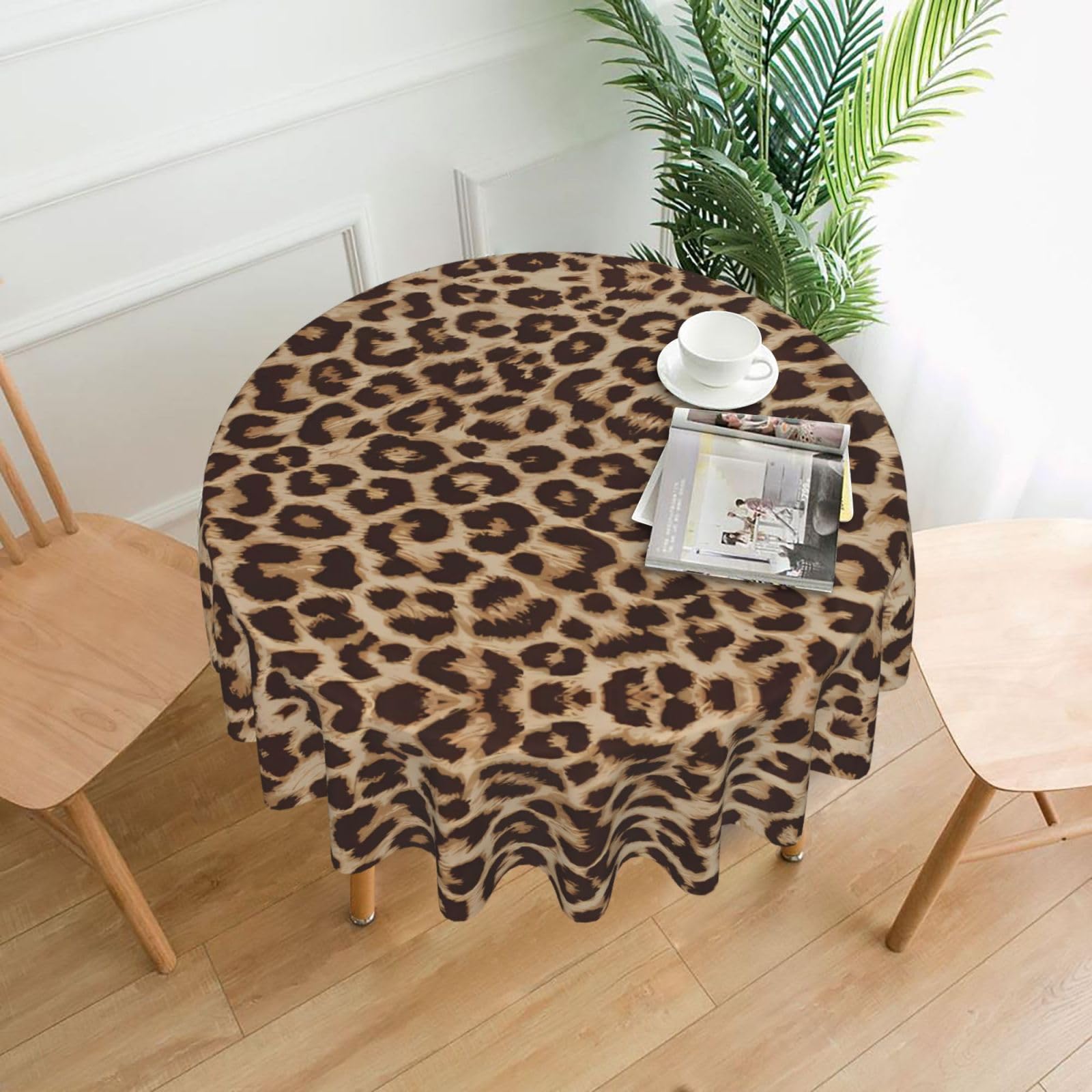 ZHAOUR Fun Leopard Print Print Round Washable Tablecloth – Table Cover