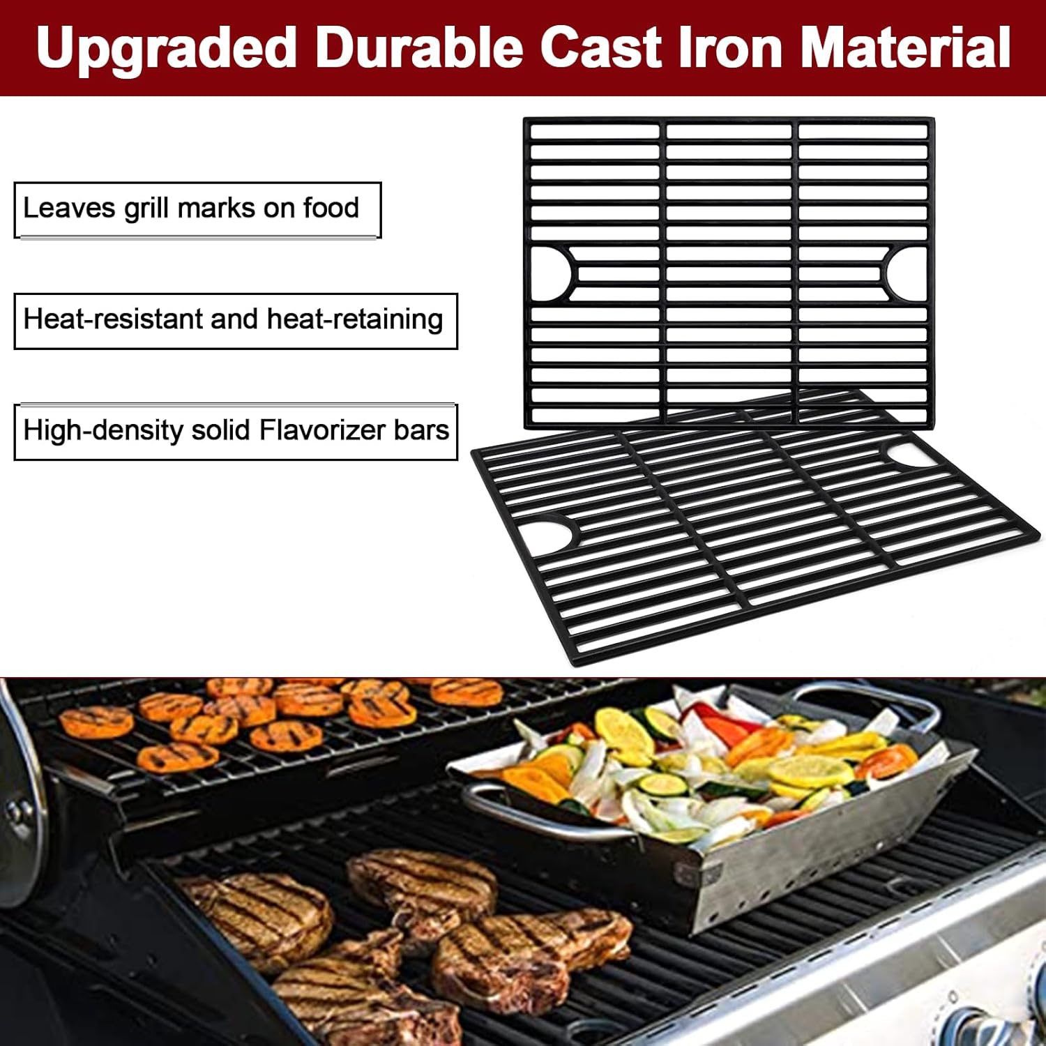 Hiorucet Grill Parts for Nexgrill 5 Burner 720-0888N 720-0888, 4 Burner 720-0830H 720-0783E 720-0830A, Grease Tray Grates Grill Grates Heat Plates Burners Igniters for 720-0888N Nexgrill Parts