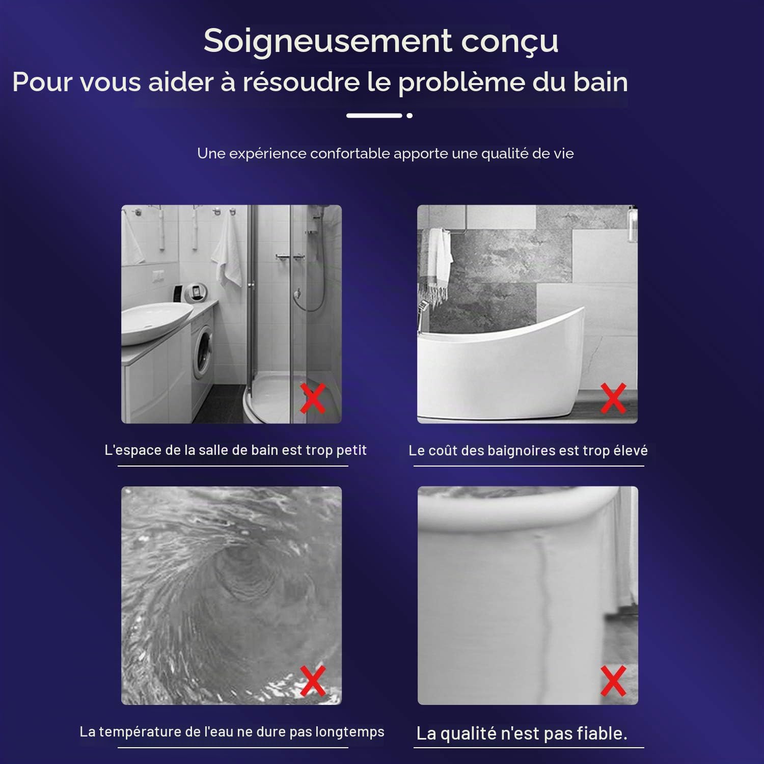 Baignoire Pliante pour Adulte, Hauteur 65 cm, Baignoire portable et Pliable avec Montage Rapide pour la Douche, Idéal pour le Bain de Glace & Chaud (Étoile bleu)