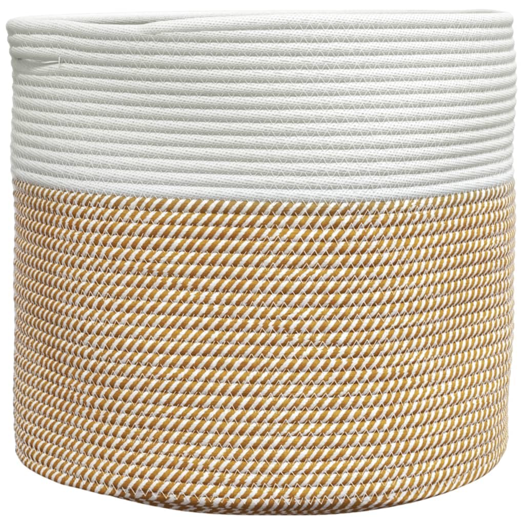 Aufbewahrungskorb Ø40x35 cm Baumwolle, Faltbarer Wäschekorb mit Griffen, Dekokorb für Spielzeug, Handtücher und Decken, Braun und Weiß