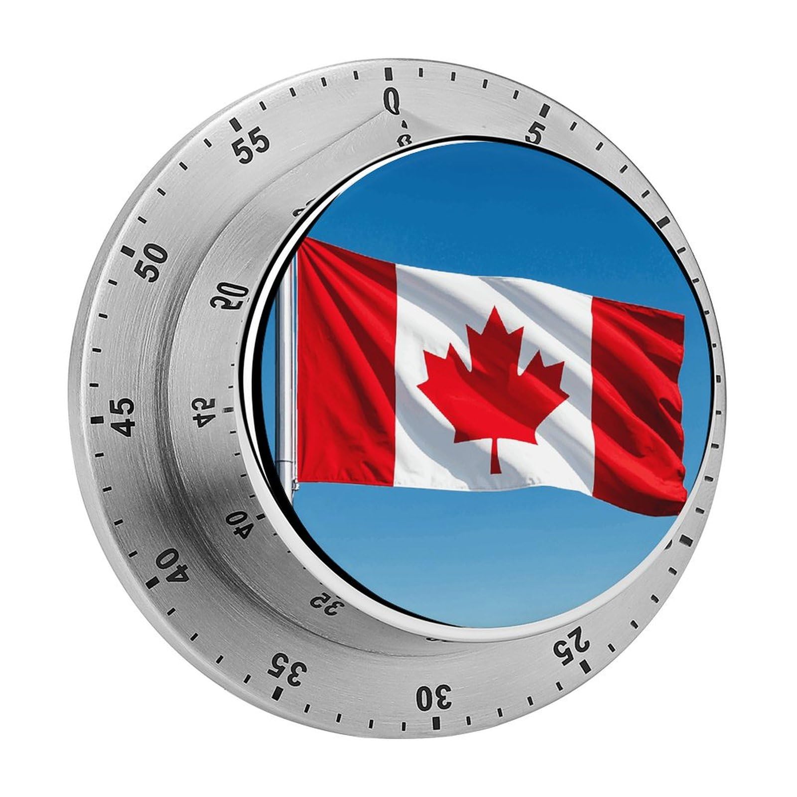 Retro Canada Flag Manual Countdown Timer with Magnetic Base Visual Mechanical Timer for Classroom Home Study and Cooking