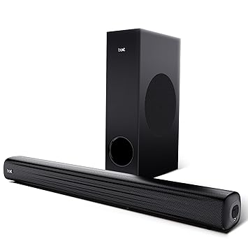 boAt Aavante Bar 1500 Pro, 120W Signature Sound, DSP for Crystal-Clear Sound, 2.1CH, Multiple Ports, EQ Modes & Master Remote, Bluetooth Sound Bar, Home Theatre Soundbar Speaker (Premium Black)