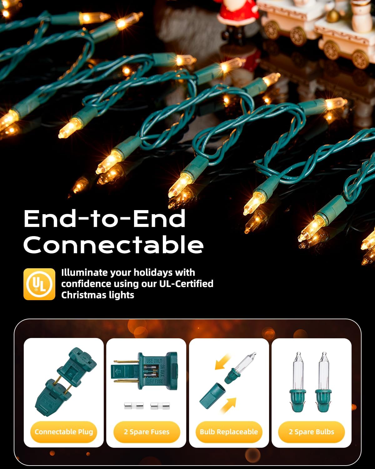Clear Christmas String Lights, 100-Count Incandescent Bulb Mini
