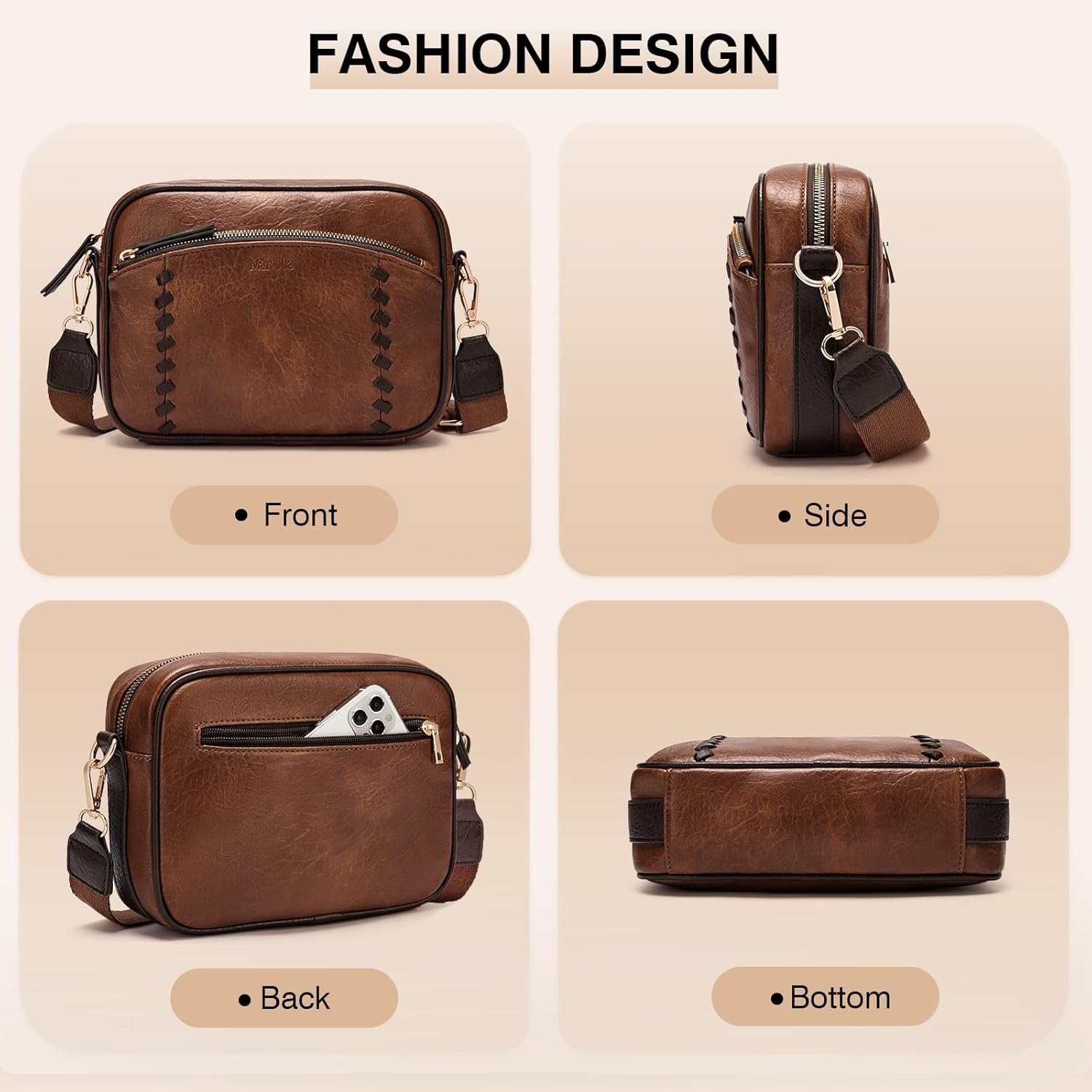 Marvolia Crossbody Bags for Women Soft Vegan Leather Shoulder Handbags Lightweight Crossbody Travel Purses - Image 7