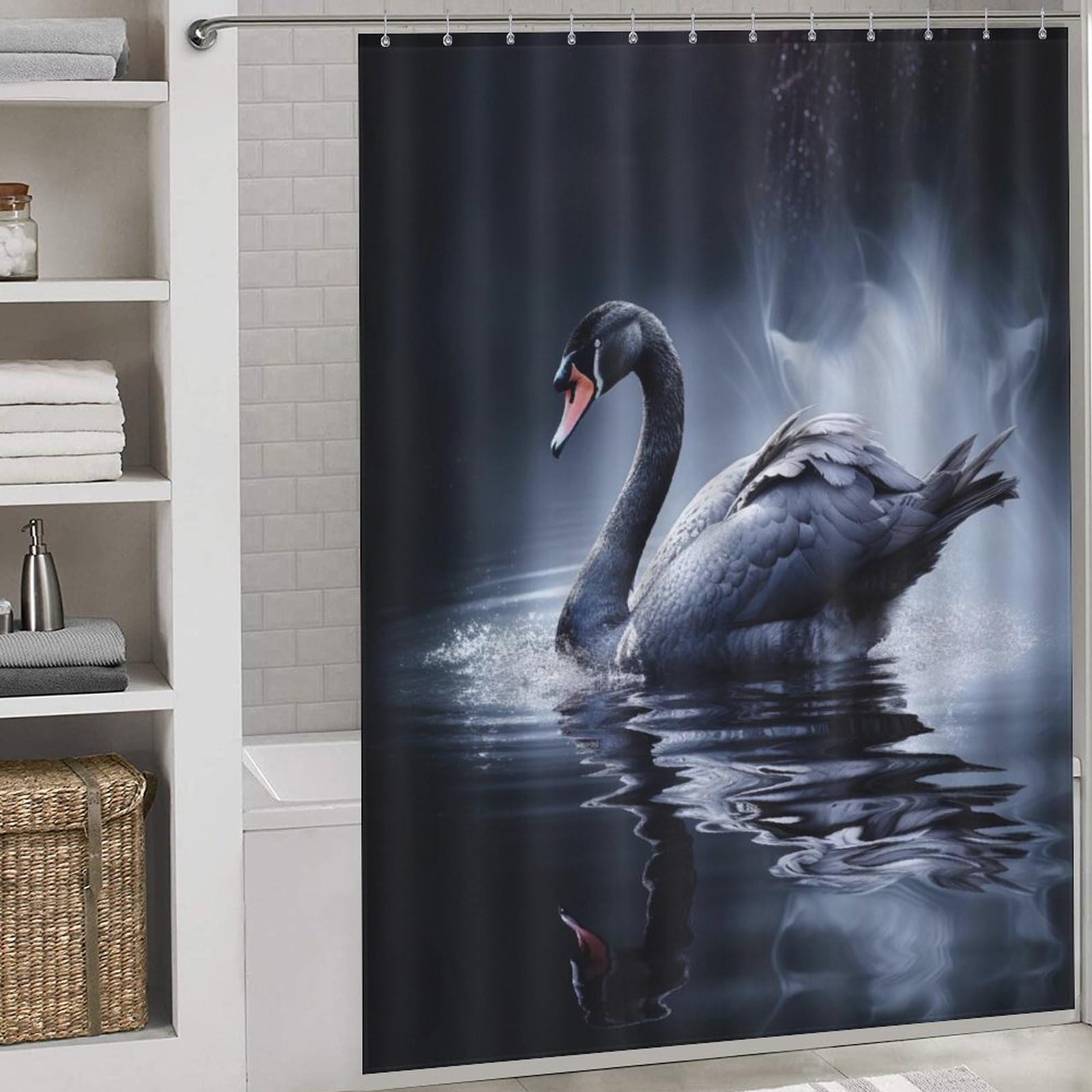 Rideau douche imperméable cygne contre les éclaboussures d'eau