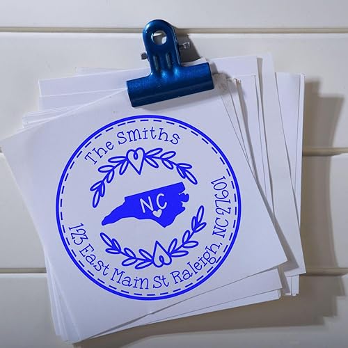 Miniatura 77 de Round State Love - Sello de dirección de devolución para Texas, uso con almohadilla de sello, mango de madera, sello de dirección de Texas