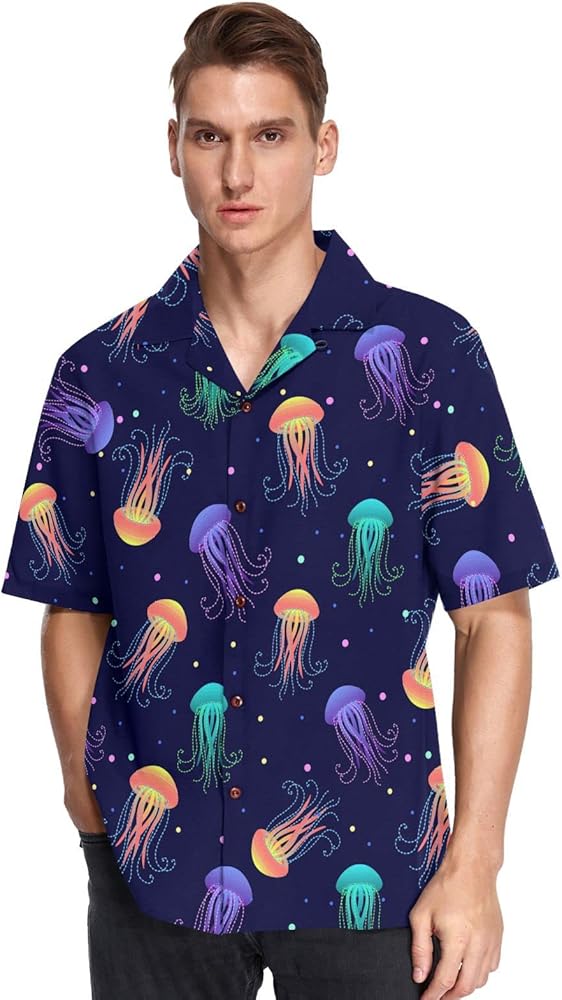 Amazon.co.jp: [MASAI] アロハシャツ クラゲ柄 メンズ 半袖 おしゃれ