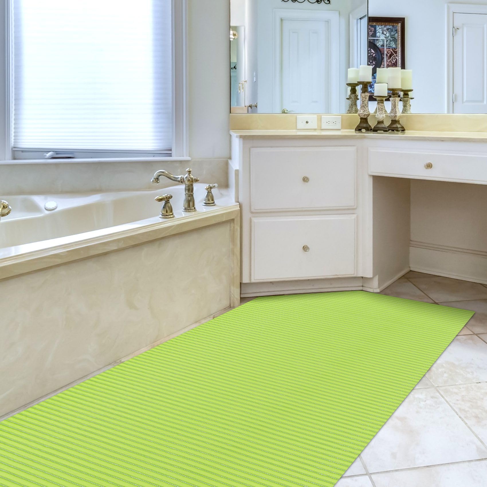 ANRO Alfombrilla de baño de espuma suave, antideslizante, 400 x 130 cm, color verde manzana