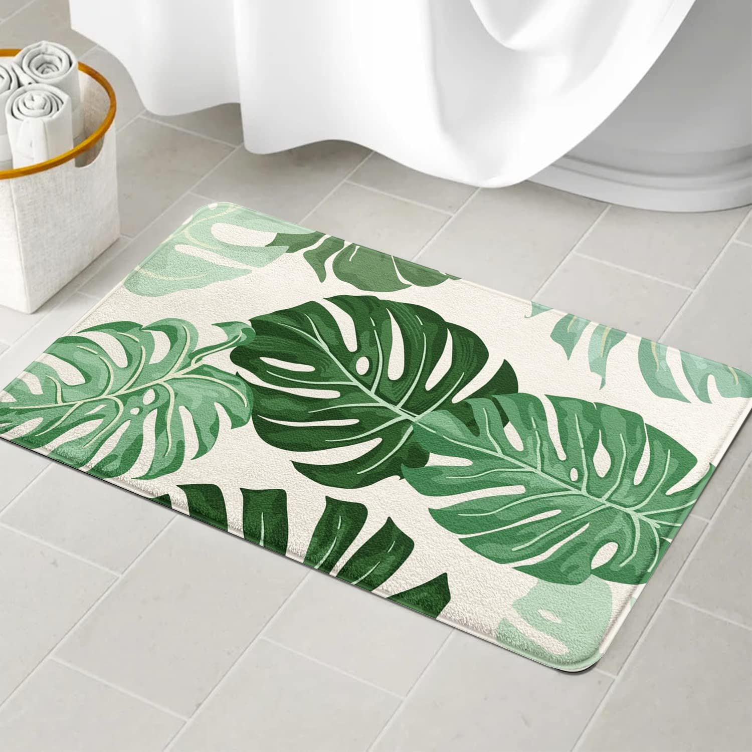 Woodiggie Bath Mats for Bathroom Non Slip Green Bathroom