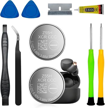 2026 New Upgraded Z55H Battery, Compatible with Sony WF-1000XM4 Truly Wireless Earbuds + Tools 3.85V/70mAh/270mWh/2PCS