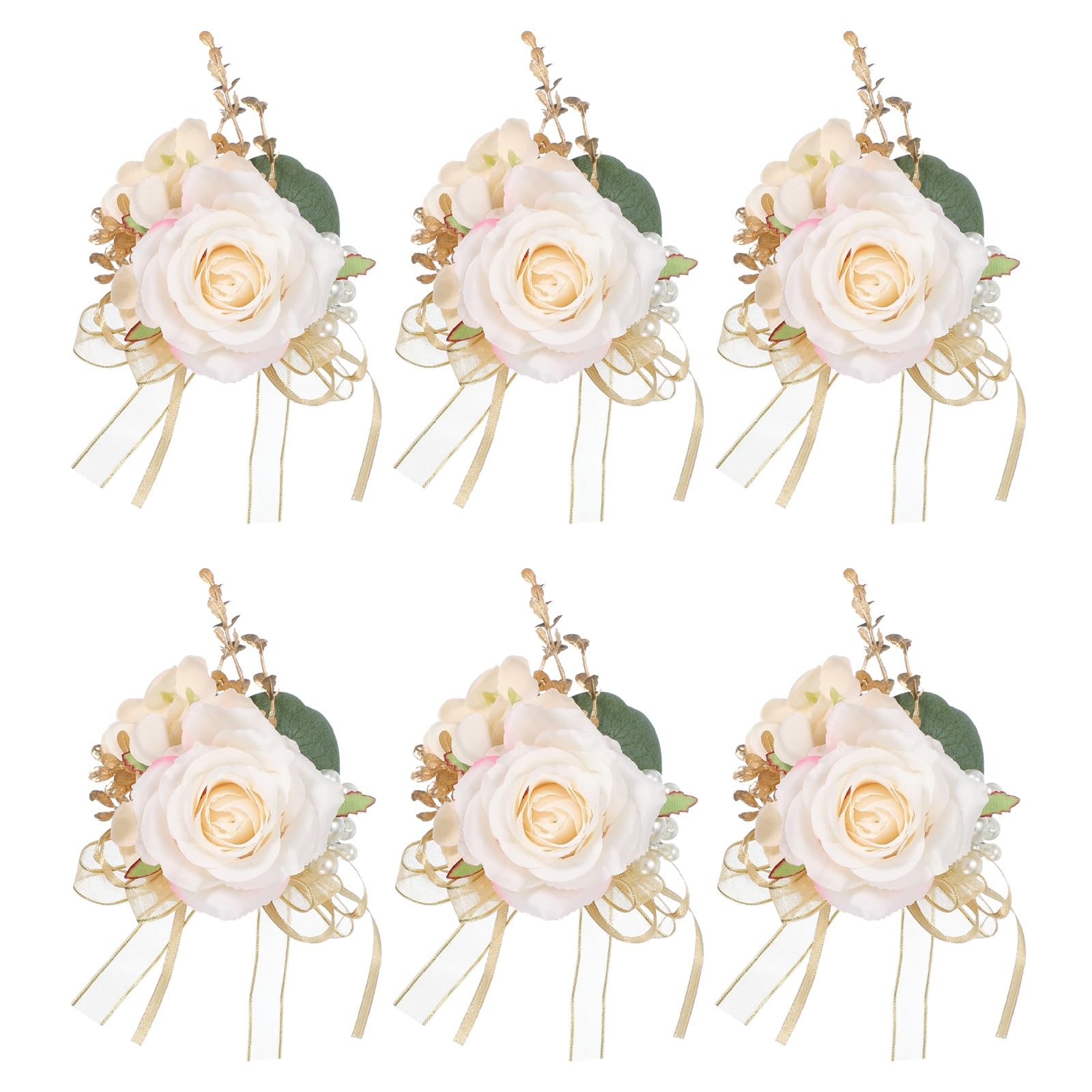 Boutonnière de poche pour mariage et cérémonies chic rose artificielle champagne uxcell x6