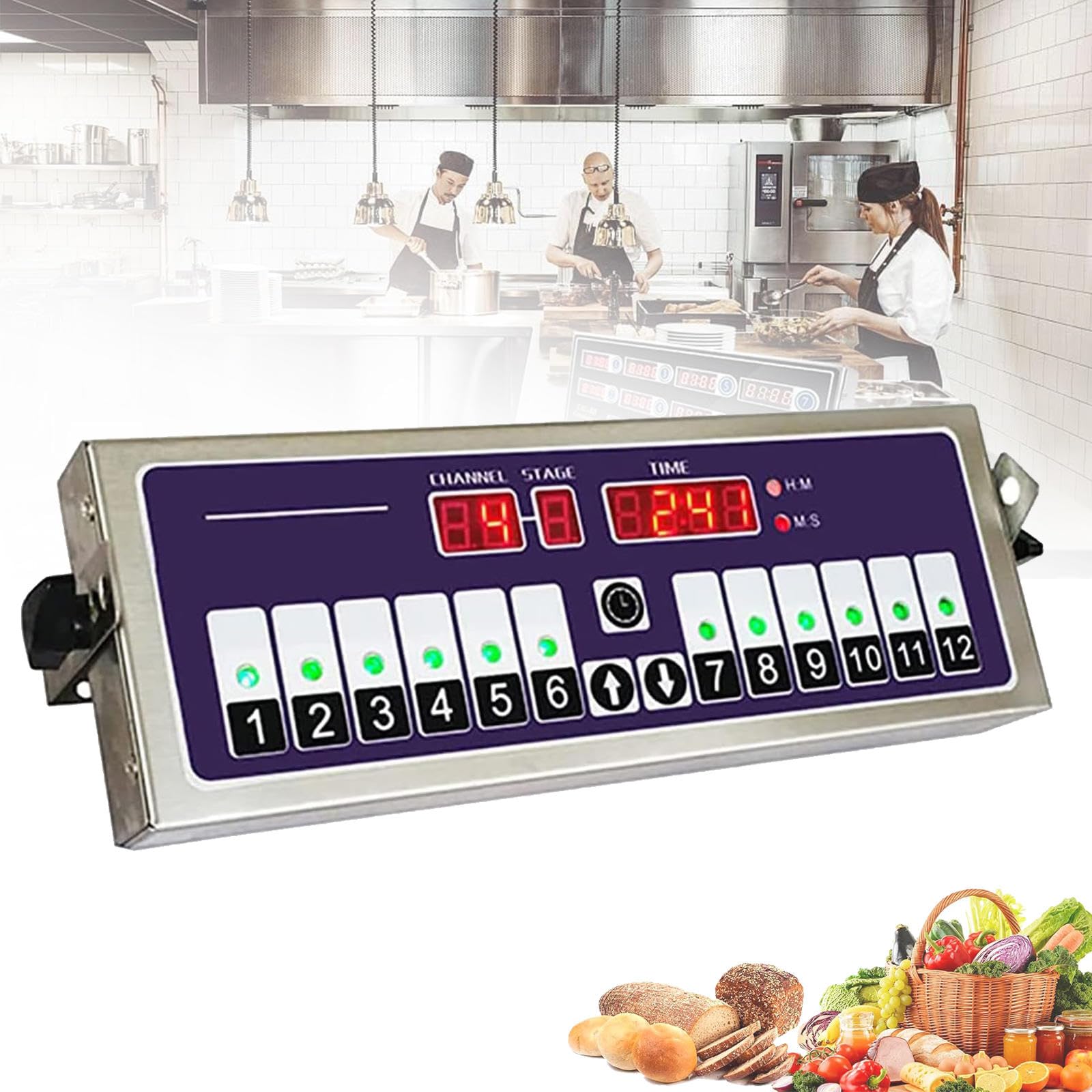 Temporizador digital de cocina de 12 canales con alarma fuerte, ideal para restaurantes y bares
