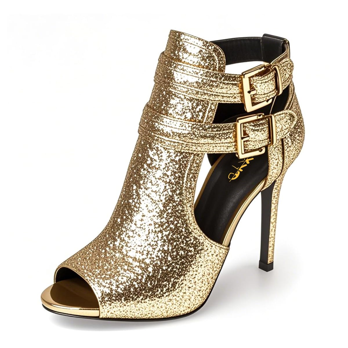 XYD Women Peep Toe Sandal Ankle Booties Dual Buckled Straps Stiletto Heels Stylish Cutout Event Party Pumps Shoes