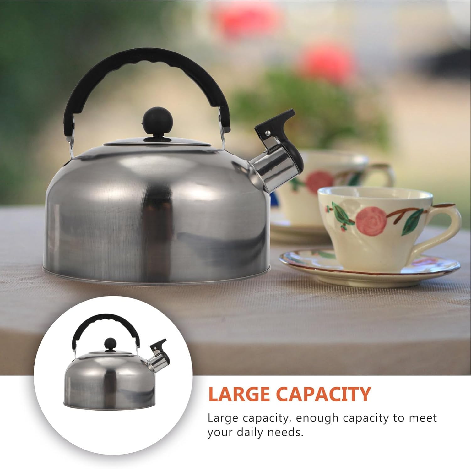 ABOOFAN Whistling Tea Kettle 2L Stainless Steel Stovetop Kettle with Ergonomic Handle for Gas and Electric Stove Fast Boiling Water for Kitchen