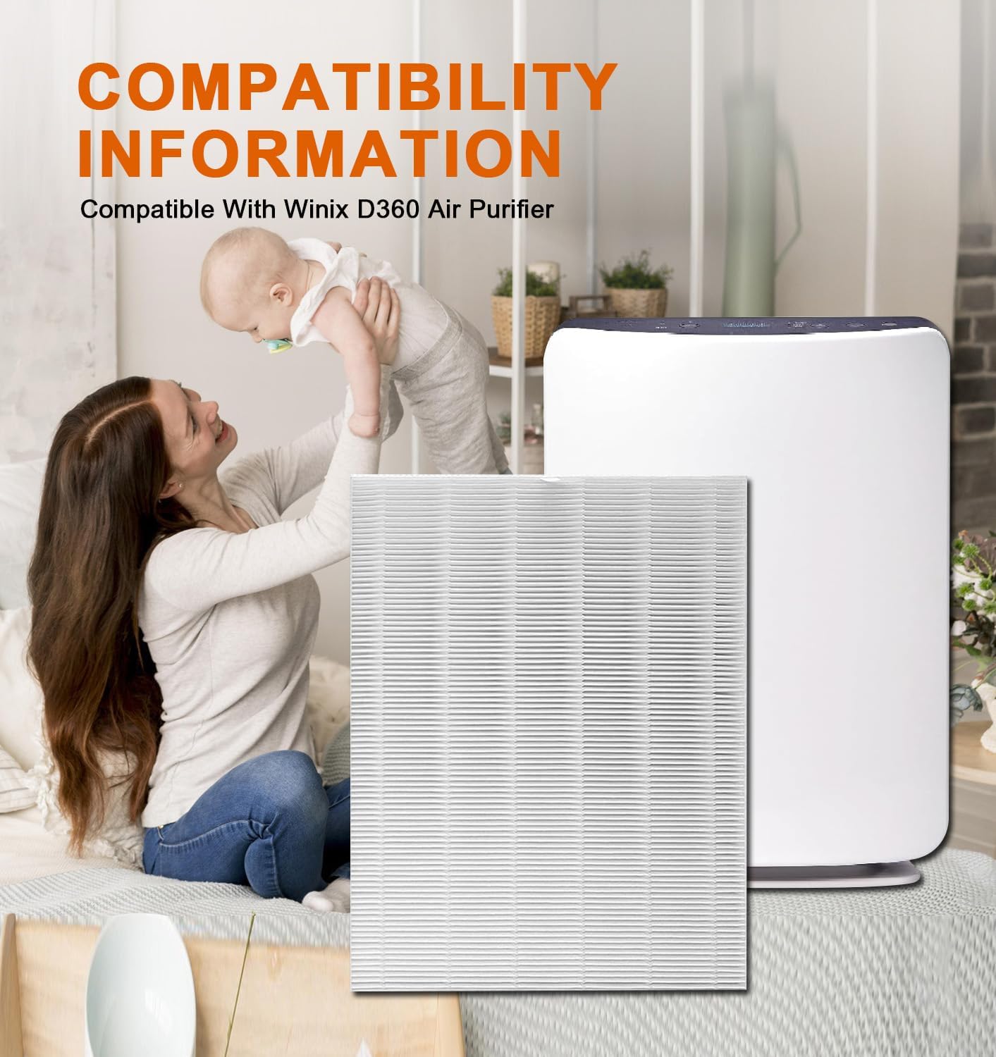 D360 HEPA Replacement Filter D3 Compatible with Winix D360 Air Cleaner Purifier, Compare to Part Number 1712-0101-02, 2 x True HEPA Filters & 8 x Activated Carbon Filters - Image 3