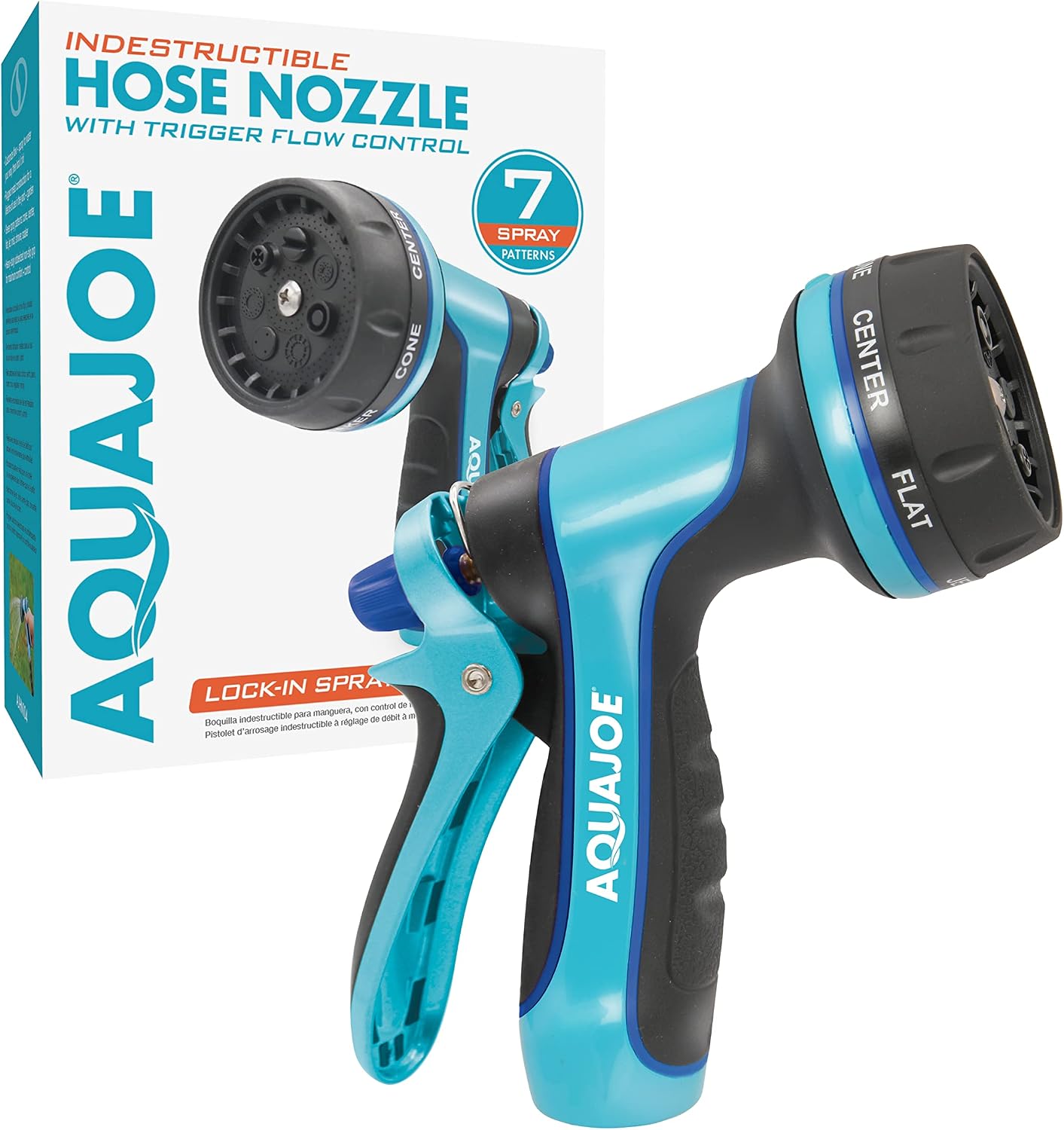 Aqua Joe AJHN104 Indestructible Series Heavy-Duty Metal Trigger Nozzle, Multi-Function, 7-Spray Patterns