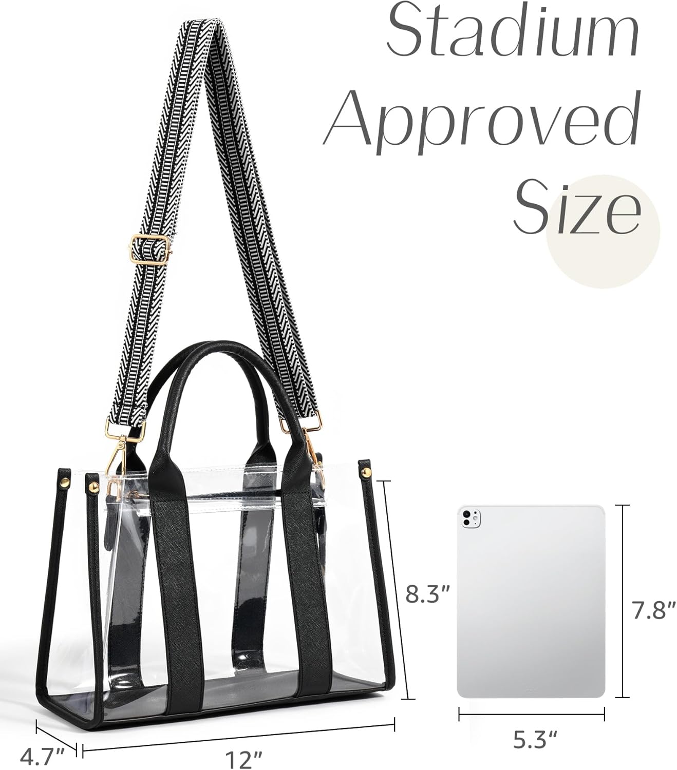Clear Tote Bags for Women, Clear Bag for Stadium Events with Adjustable Straps, Handbag Purse for Sports Concert Work - Image 5