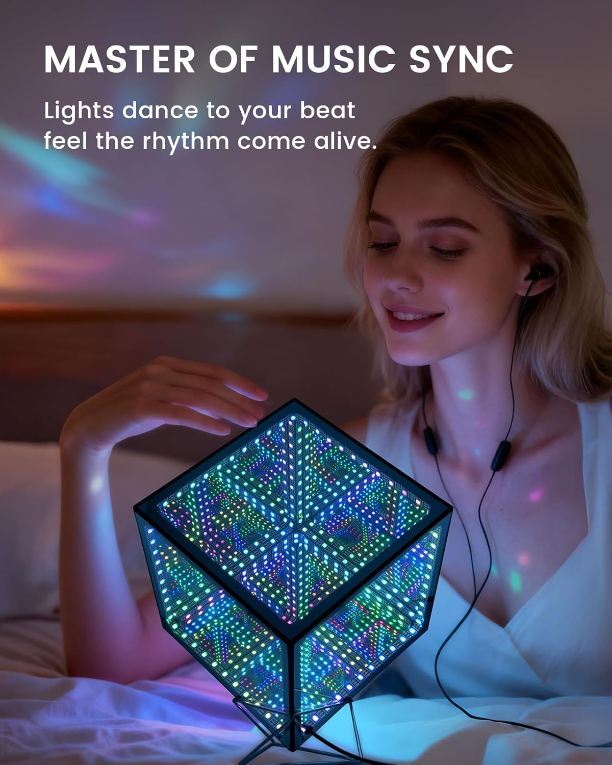 Infinity Hyper Cube LED Light Multicolor Desk Night Light with USB Controller and Stand (6 Inch)
