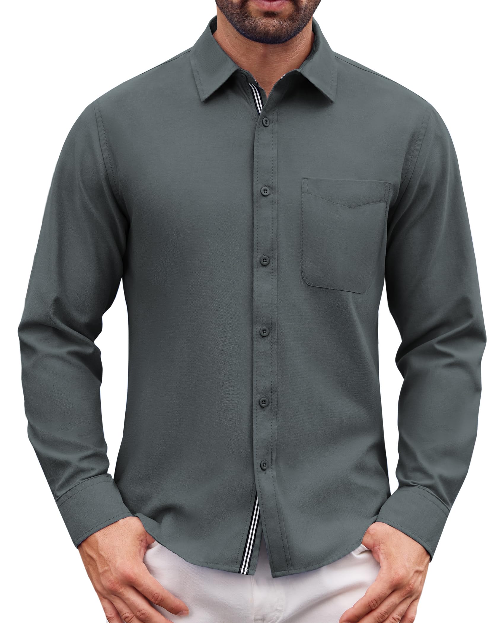 Oxford Shirts for Mens Long Sleeve Dress Shirts Business Casual Button Down Shirts Untucked Shirts for Men