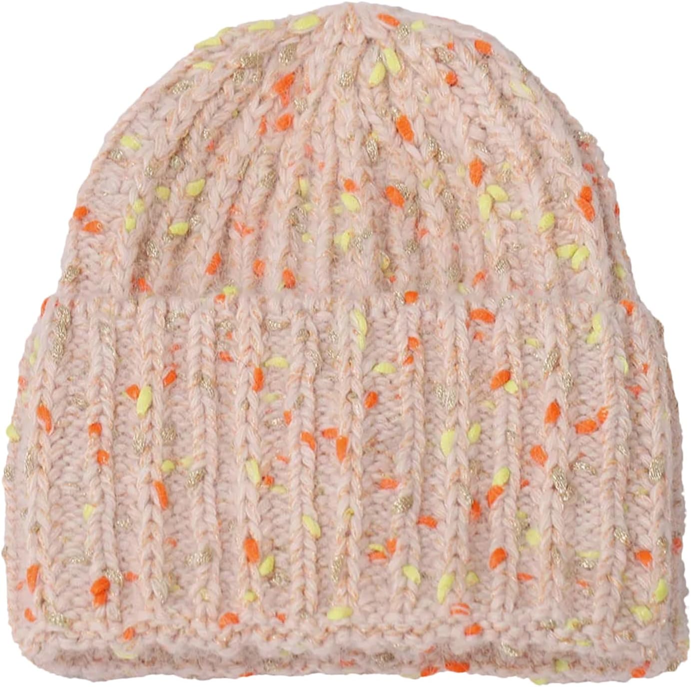 Women's Classic Roll-Up Brim Braided Knit Beanie Hat Color Splicing Thicken Warm Cold Weather Hat Outdoor Sports Caps