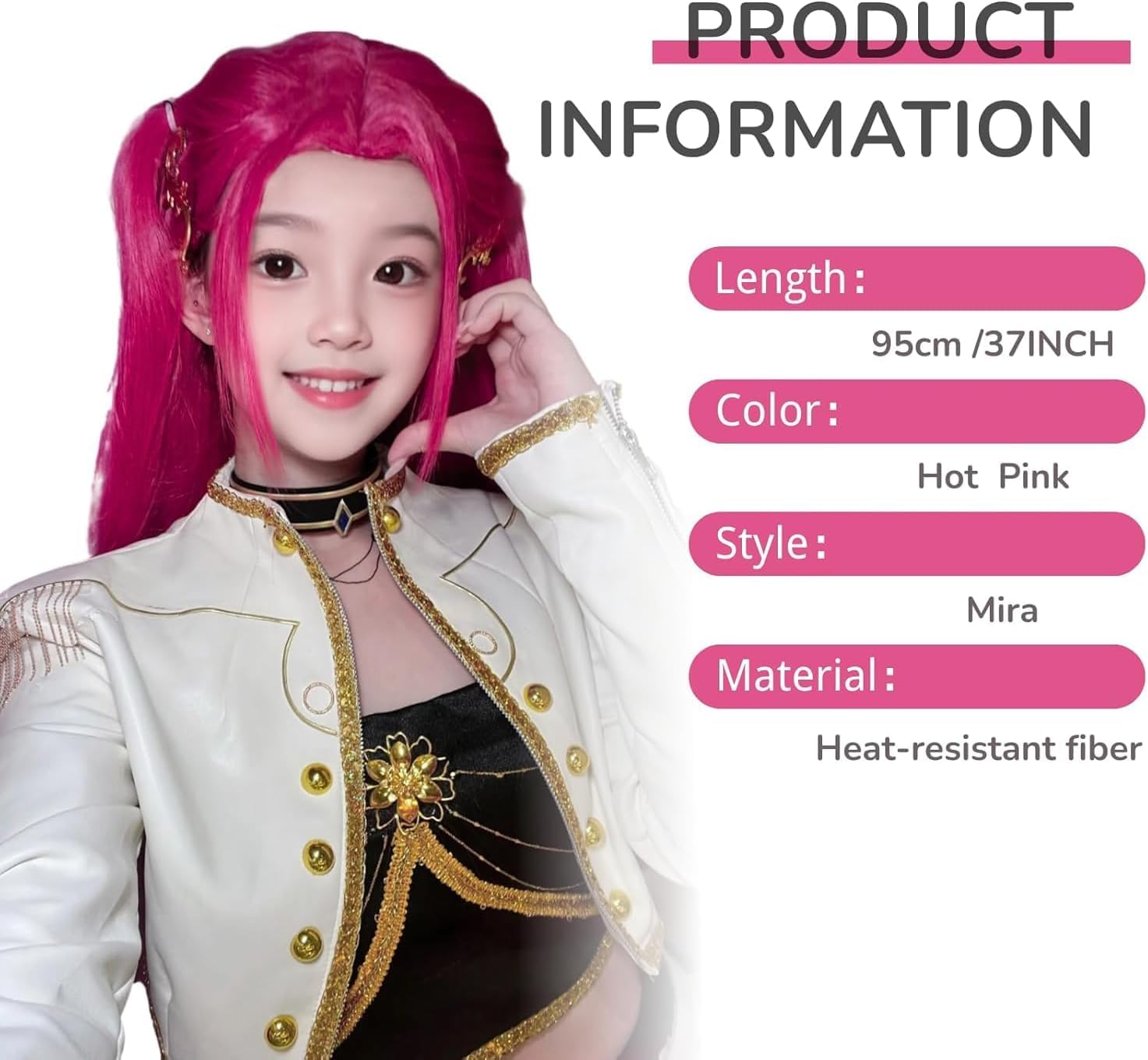 Parrucca Cosplay Rum-i Cacciatore Per Bambini – Viola Con Treccia E Coda Di Cavallo, Acconciatura Anime Rosa, Per Convention E Feste
