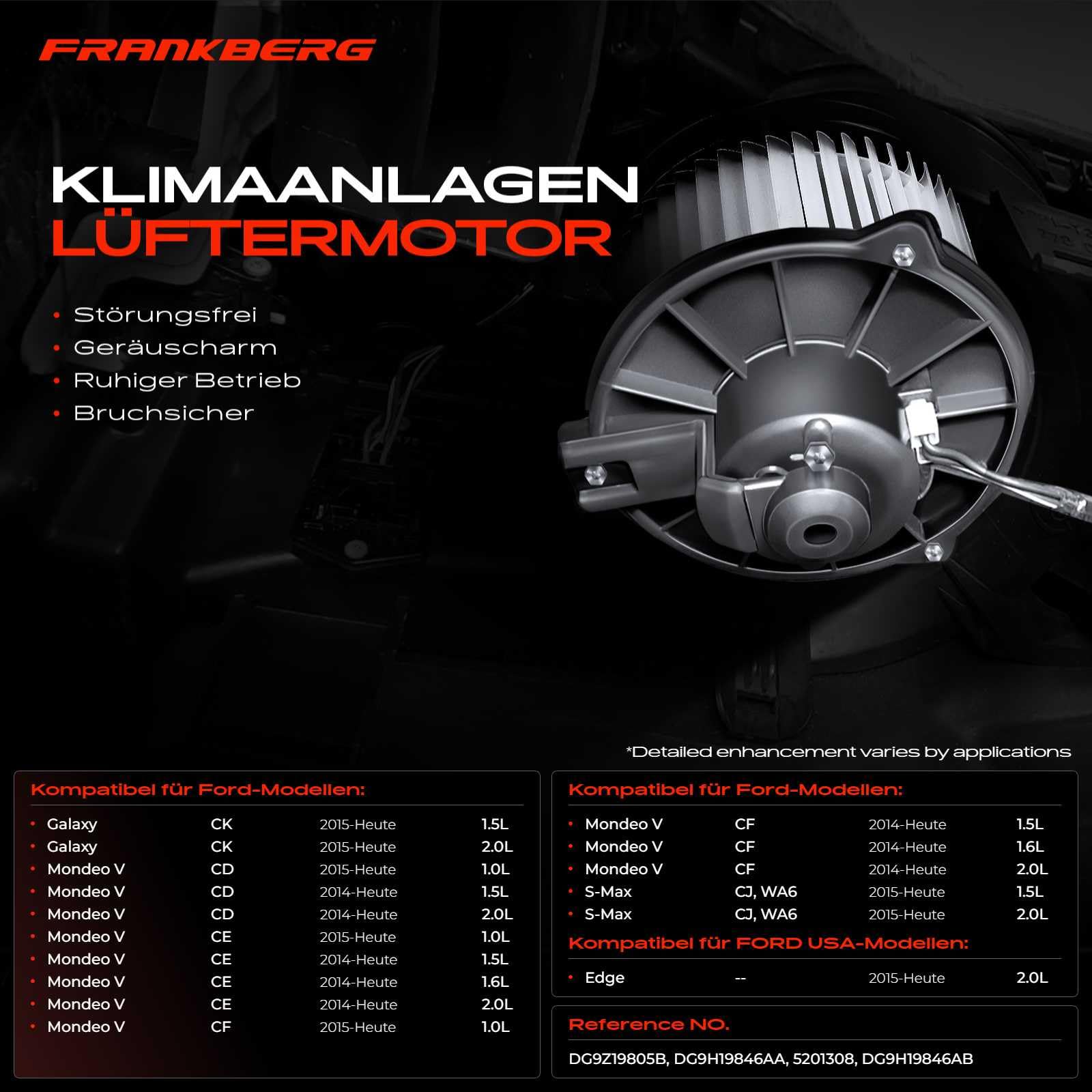 Frankberg Heizungsgebläse Gebläsemotor 2-Polig Replace# 5201308,DG9H19846AB