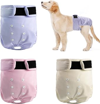 3 Pack Washable Female Dog Diapers,Reusable Diaper for Doggie,Highly Absorbent Dog Diaper,Adjustable Leakproof Puppy Diapers Skirt for Heat,Incontinence,Period Doggy Nappies XXL