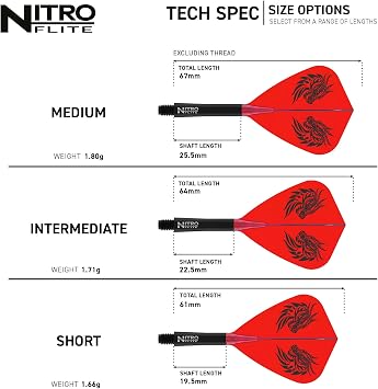 RED DRAGON Darts – Nitro Flite Integrated Flight & Shaft System | Jonny Clayton 'The Ferret' | Kite Shape and Design – Black & Orange, Medium Length