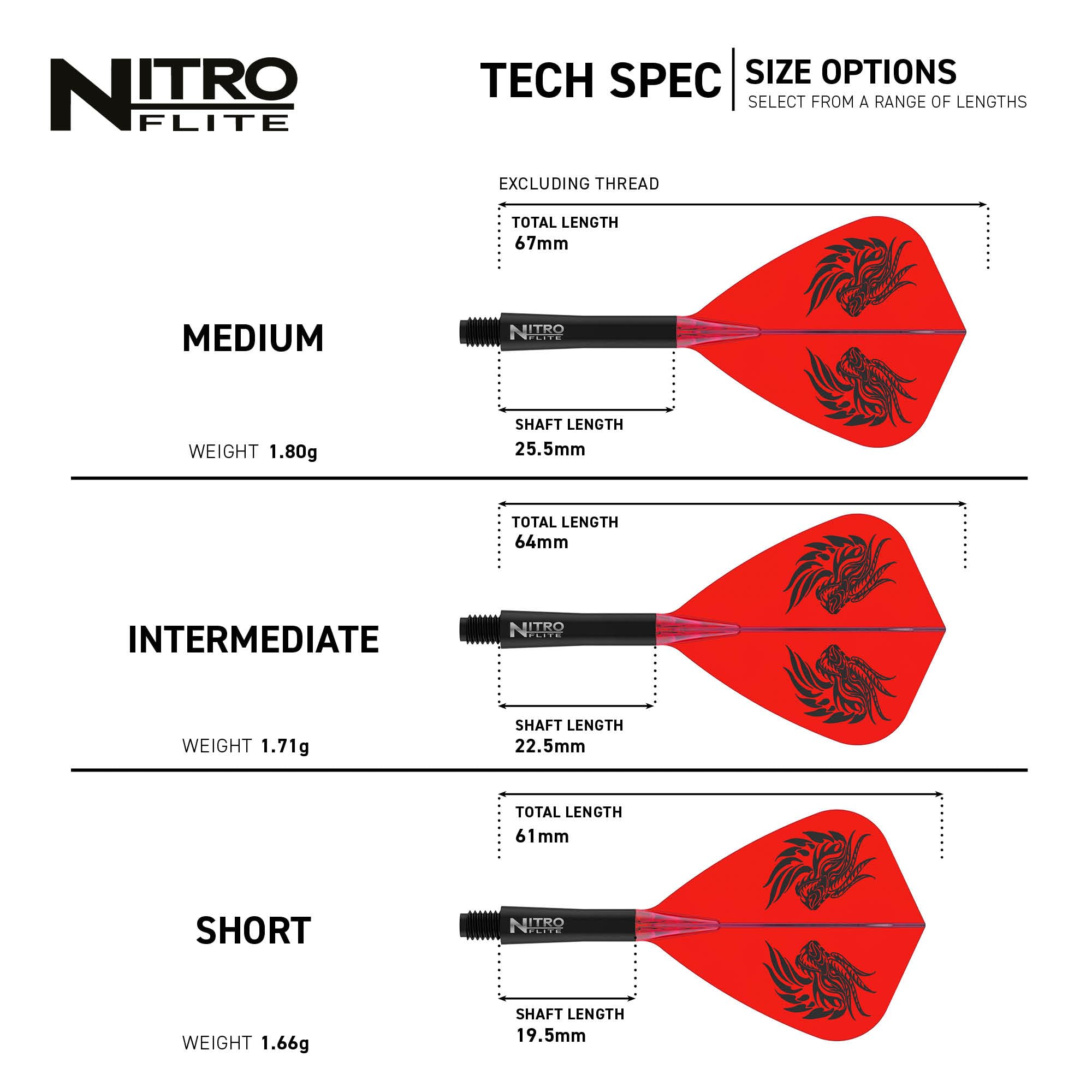 RED DRAGON Fléchettes Nitro Flite Système Flight & Shaft Intégré Jonny Clayton The Ferret Noir Orange Moyenne