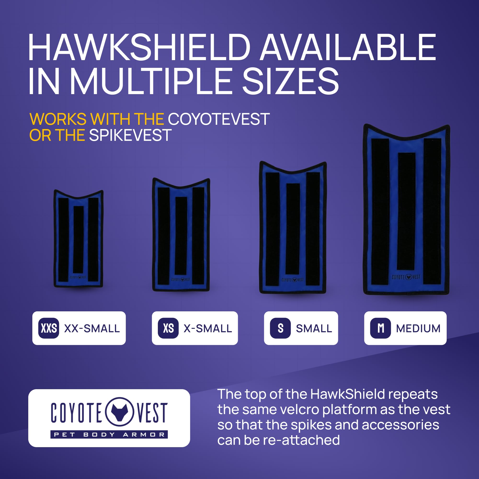 CoyoteVest HawkShield podkładka do kamizelki CoyoteVest lub SpikeVest dla psa, ochronne akcesoria dla psów, aby chronić Twojego zwierzaka przed atakami Raptora, jastrząb, kojotą i zwierzętami (XXS, królewski niebieski)