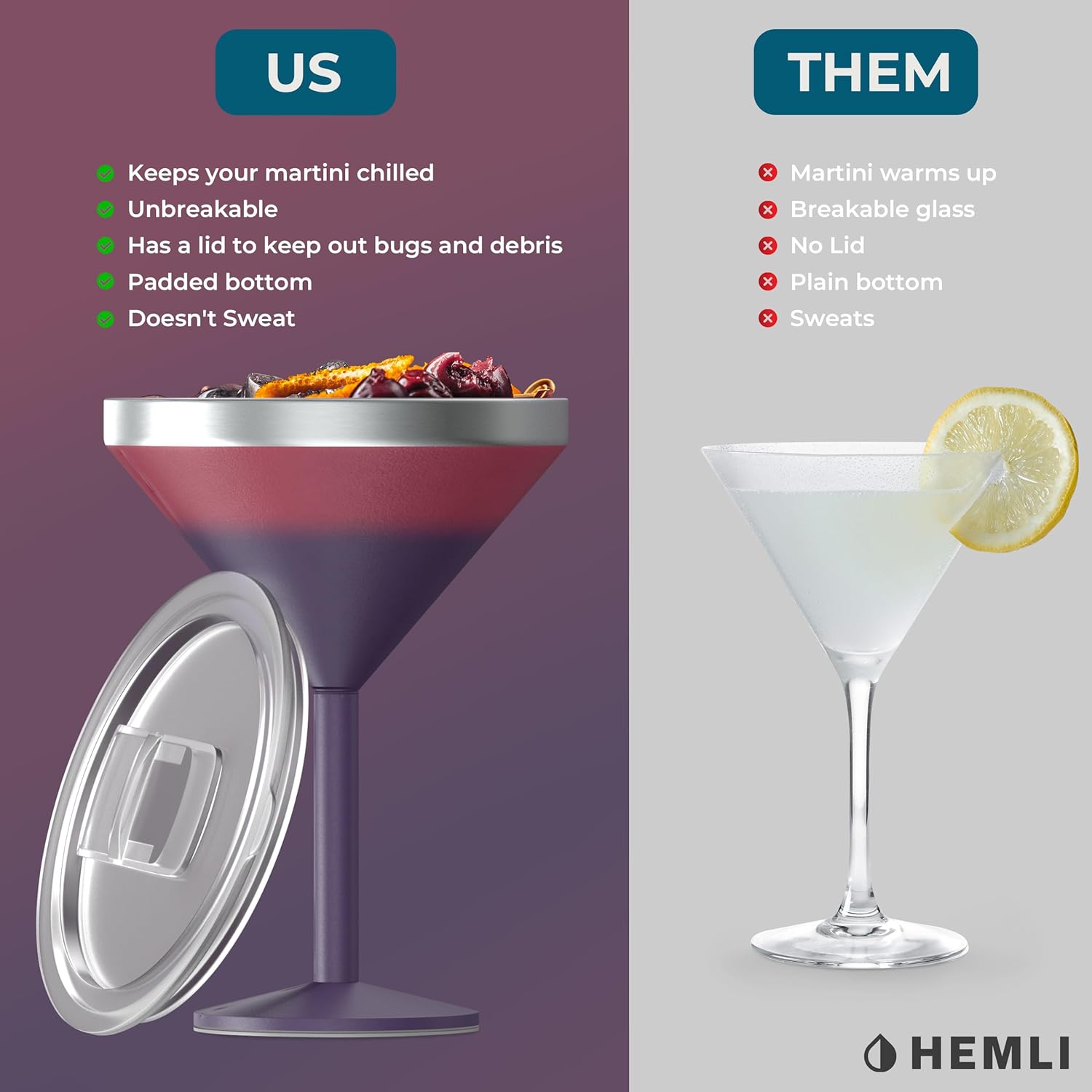 Martini Glass, Stainless Steel Insulated Martini Tumbler, Cocktail Cup - Image 4