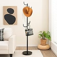 Vista 2 de S AFSTAR Perchero de 8 ganchos de pie libre, perchero de metal para entrada con 8 ganchos resistentes y base de metal resistente, soporte