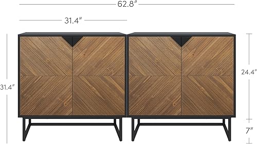 Vista 50 de Nathan James Enloe - Mueble de TV con puertas en un acabado rústico de madera de pino y base de metal dorado para pasillo, entrada o sala de estar