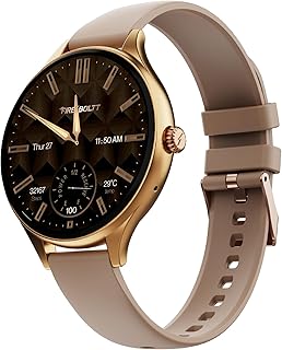 Fire-Boltt Phoenix Air Smart Watch 1.26” Round Display, Rotating Button, Wireless Charging, Ultra Lightweight Metal Body, Bluetooth Calling, Smartwatch with Silicone & Mesh Steel Straps Mocha Brown