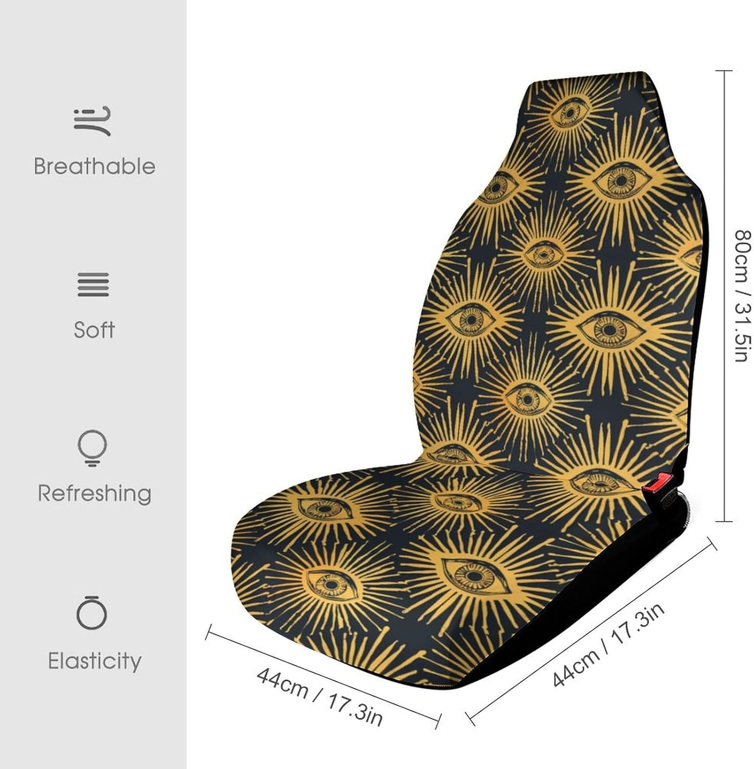 Gold Foil Evil Eye Car Seat Covers Automotive Seat Covers Car Seat Protector Auto Front Seats Protector for Most Cars 2PCS