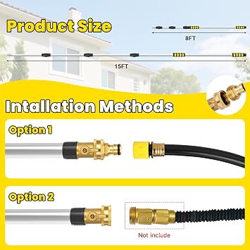 Gutter Cleaning Tools, 24FT Reach Gutter Cleaner Tools from the Ground with Hose Attachment, Rain Gutters Cleaning Wand with Heavy-Duty Head for 2nd Story House