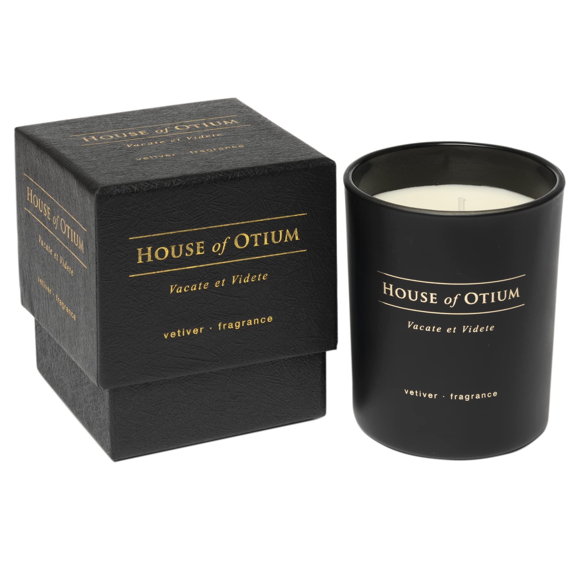 House Of Otium Black Tranquil Vetiver Aromatherapy Candle, Single Wick | Premium Soy Wax For Calm & Serenity | Earthy Vetiver Scented,, 35Hr Burn 160G