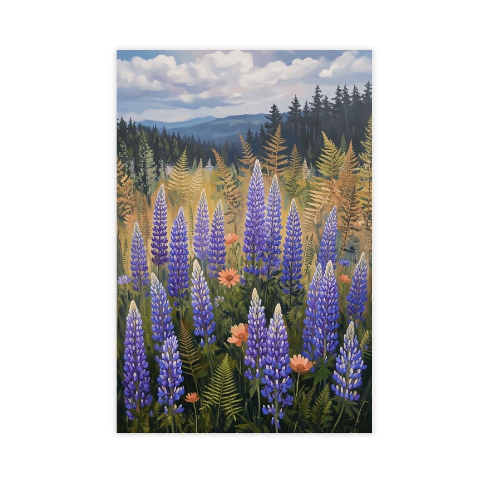 Mnyuein Póster de paisaje de prado de flores silvestres, 0 lienzos, decoración de pared, pinturas para sala de estar, dormitorio, impresión sin marco, 61 cm de largo x 91 cm de ancho