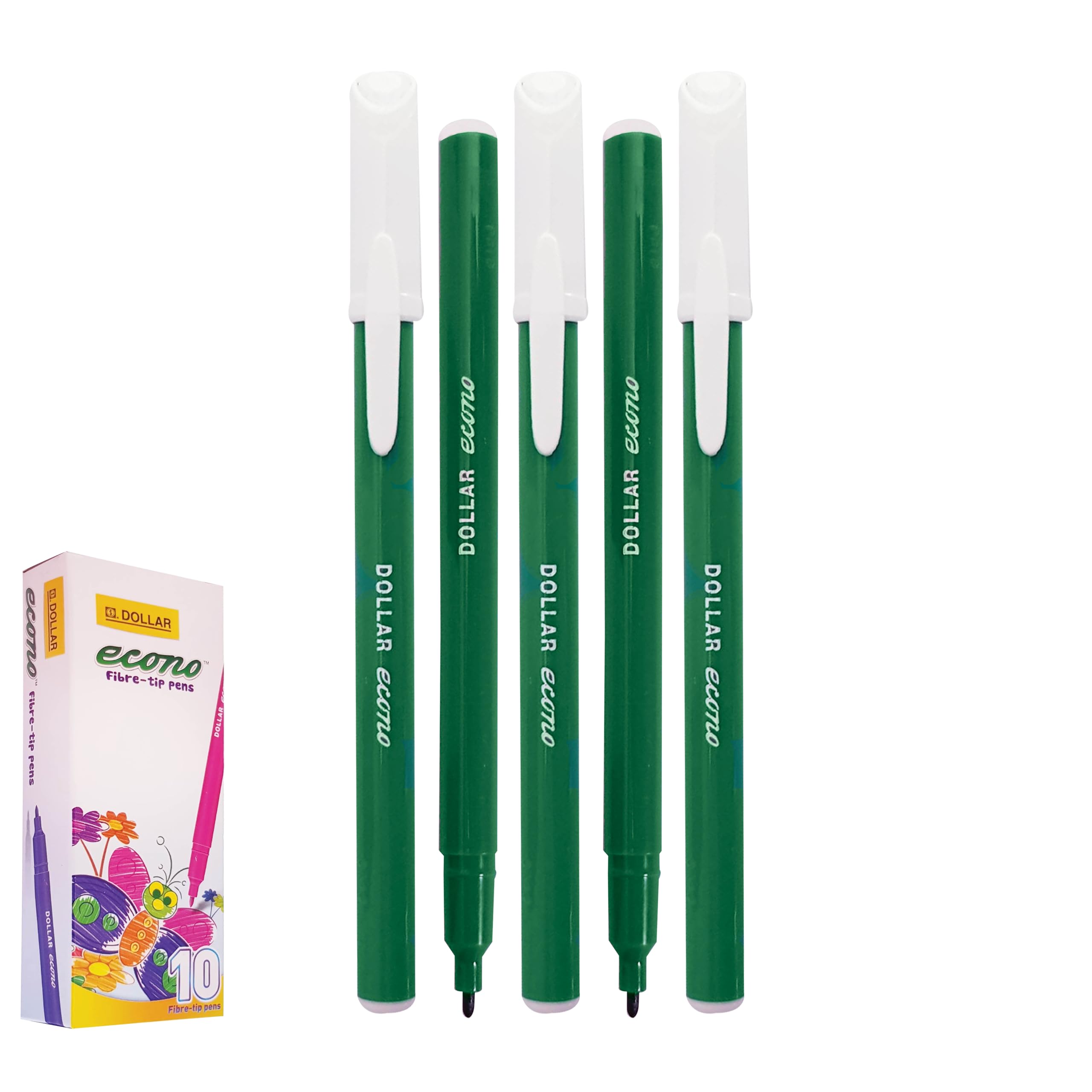 DOLLAR FeltStic Writing Pens, GREEN, Pack of 50, Fine Point, Smooth Writing, Ideal for Colour Draw Sketch Mark Fine Line Pens, School Office Home Use