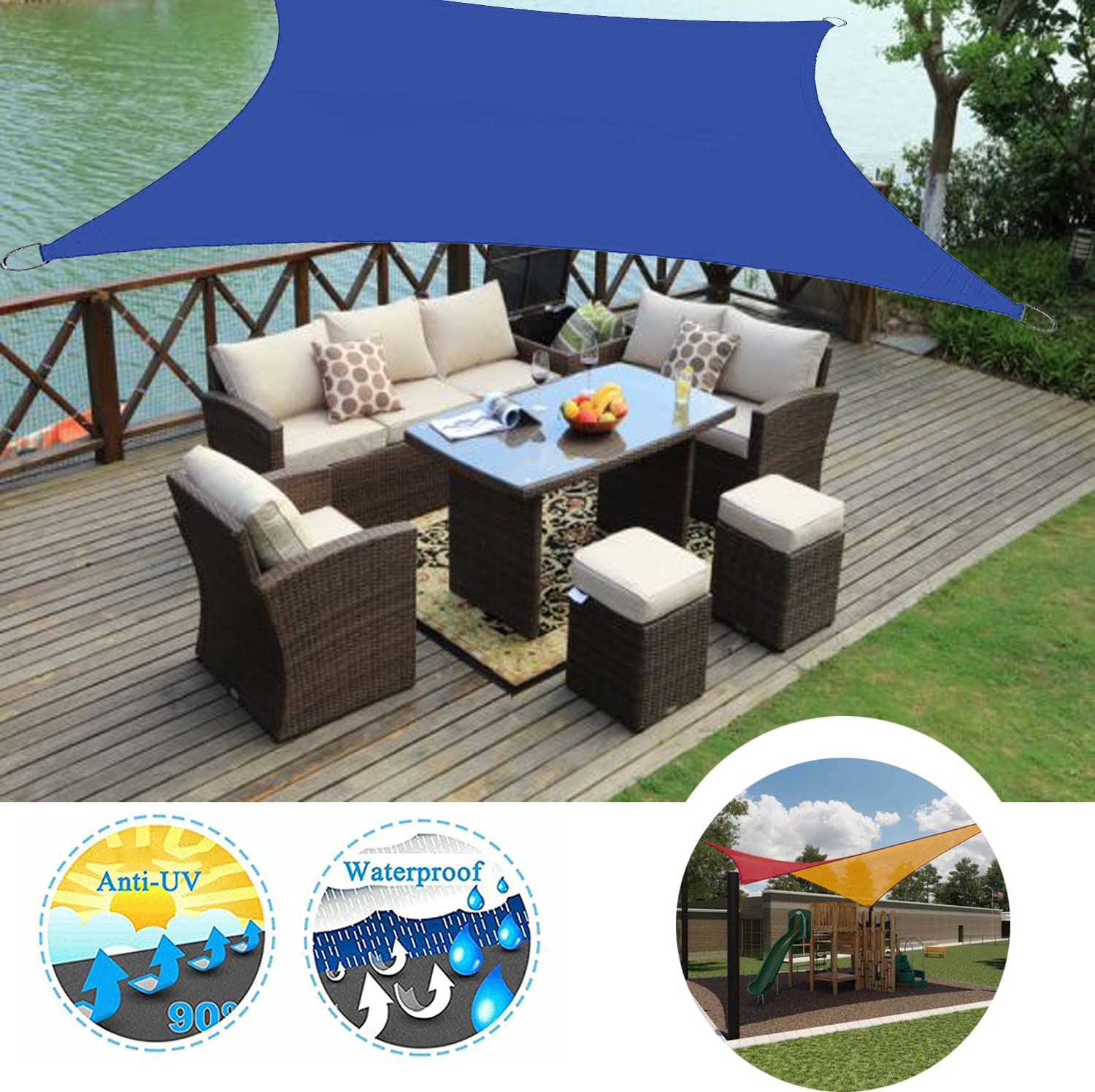 Voile d'ombrage imperméable et anti-UV de 0,9 x 6,1 m, tissu d'extérieur robuste pour terrasse et terrasse, pare-soleil coupe-vent de qualité commerciale, idéal pour événements et jardins