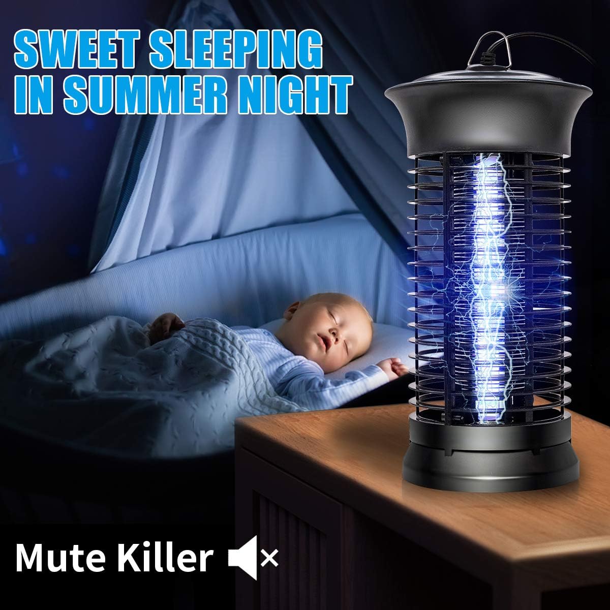 SHCAPENM Bug Zapper Mosquito Killer - Flying Insect Killer Indoor - Fly Traps Mosquito Lamp Insect Zappers Mosquito Attractant Trap with Hook for Indoor Patio Garden, Black
