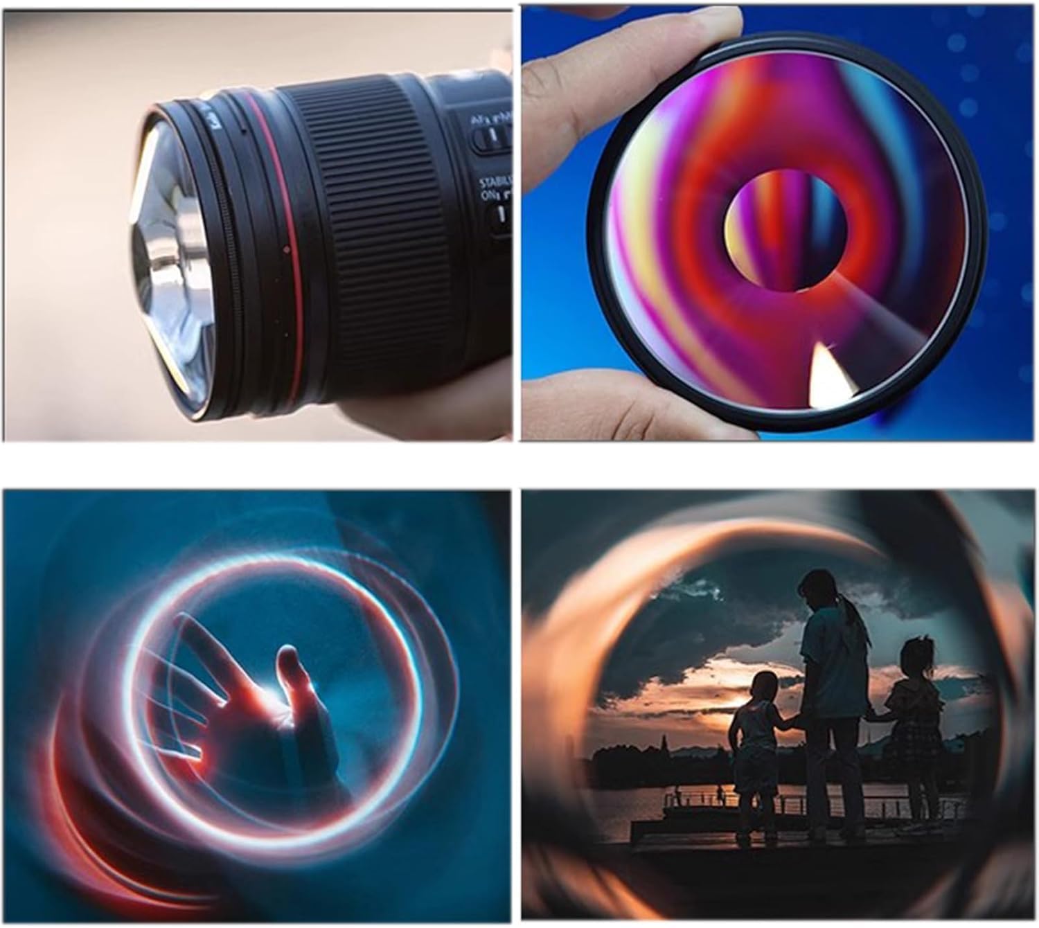 Filtro Effetto Vortice per Fotocamera, Filtro Speciale Ad Effetto Spirale da 77 Mm con Custodia, Filtro Prismatico in Vetro Ottico, Accessorio per Bokeh Fotografico, per Fotocamere Reflex