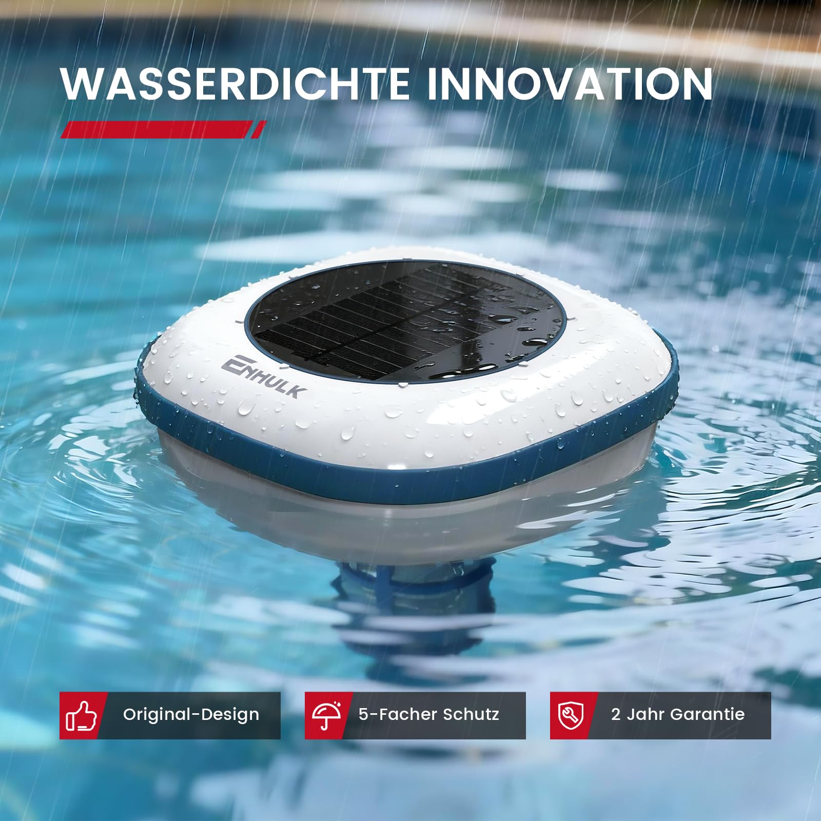 Enhulk Solar-Pool-Ionisator schwimmender Reiniger für Pools bis 170.000 Liter Aufstellpools Einbaupools Blau