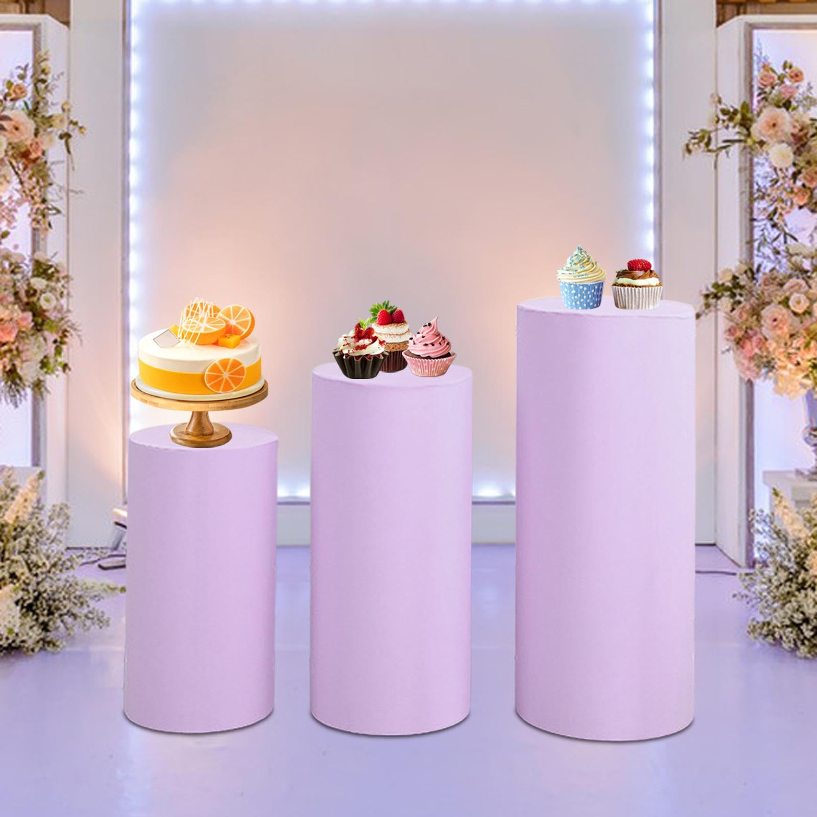 Lot de 3 Housses pour Supports de Cylindres, Idéales pour Les Occasions Spéciales et Les Célébrations, Violet Clair