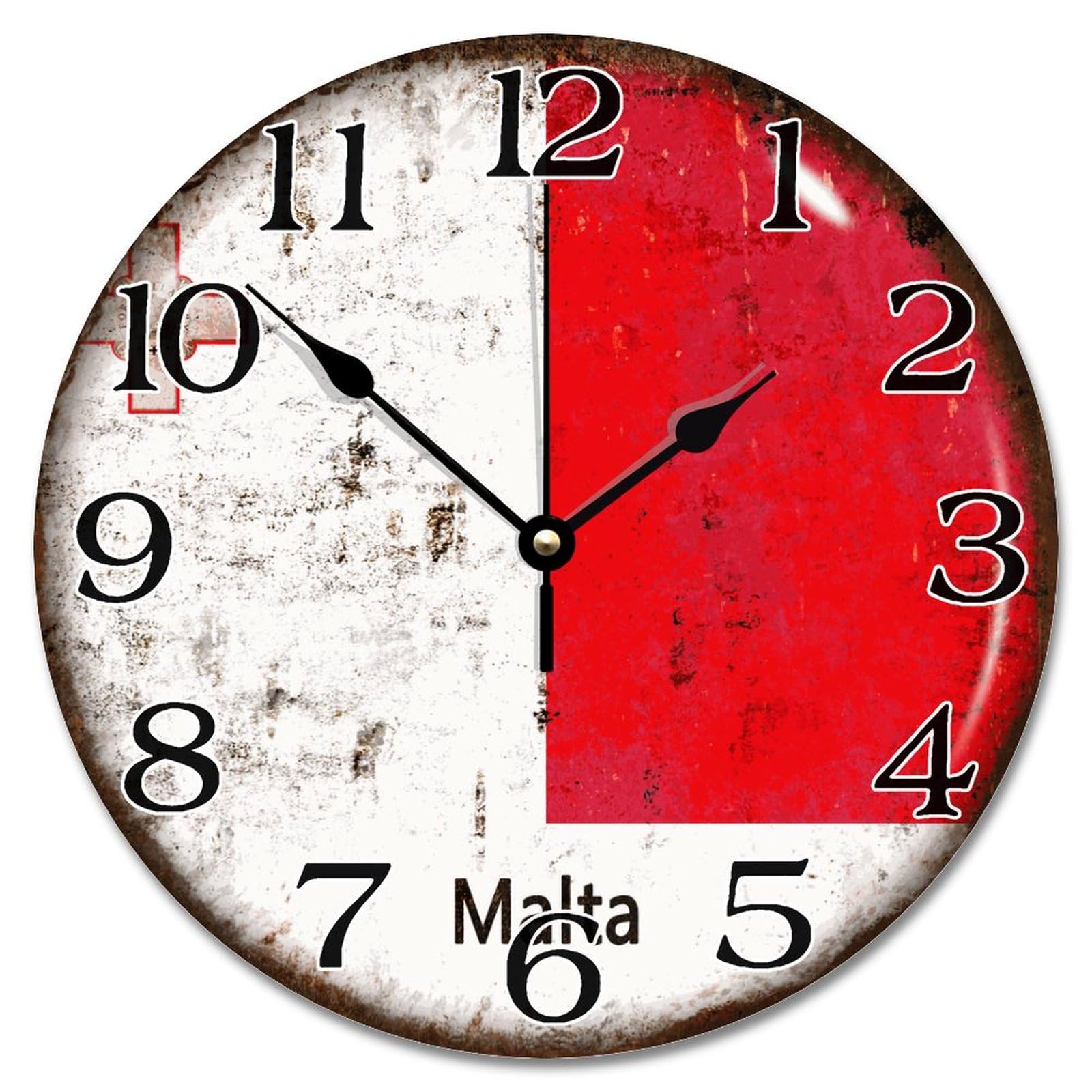 Horloge murale silencieuse drapeau de Malte sans tic-tac pour chambre à coucher