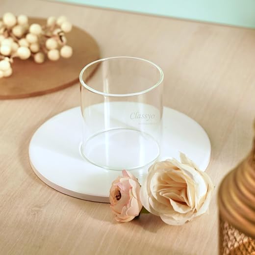 Classyo Borosilicate Glass Cover Only Without Diya (2.5 in x 3 in, Small Size)