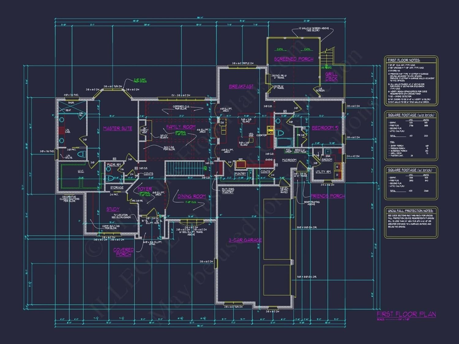 13-1355 HOUSE PLAN - Spacious House Plan with Architectural CAD Designs