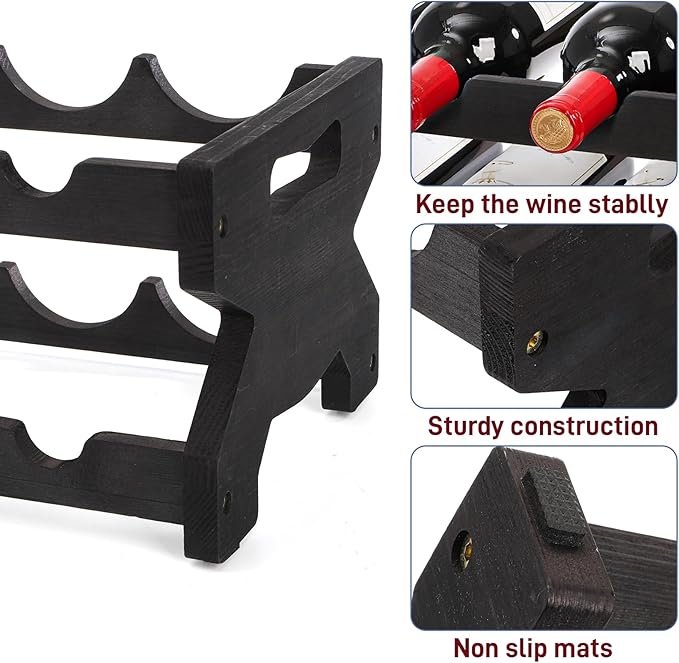Soporte para Vino de Madera Pumtus 2 Niveles, 8 Botellas miniatura 4