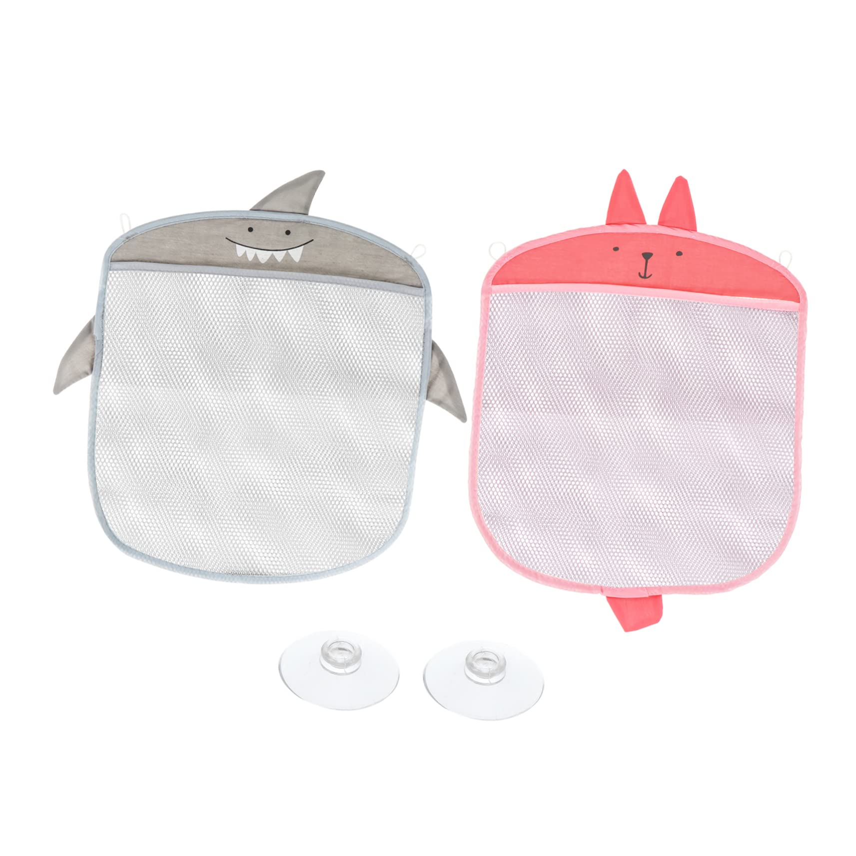 HEMOTON 2Pcs Cartoon Mesh Hanging Storage Bag with Sucker Creative Bath Organizer Wall Mounted Storage for Sundries Ventilated and Easy to Clean for Bathroom Use